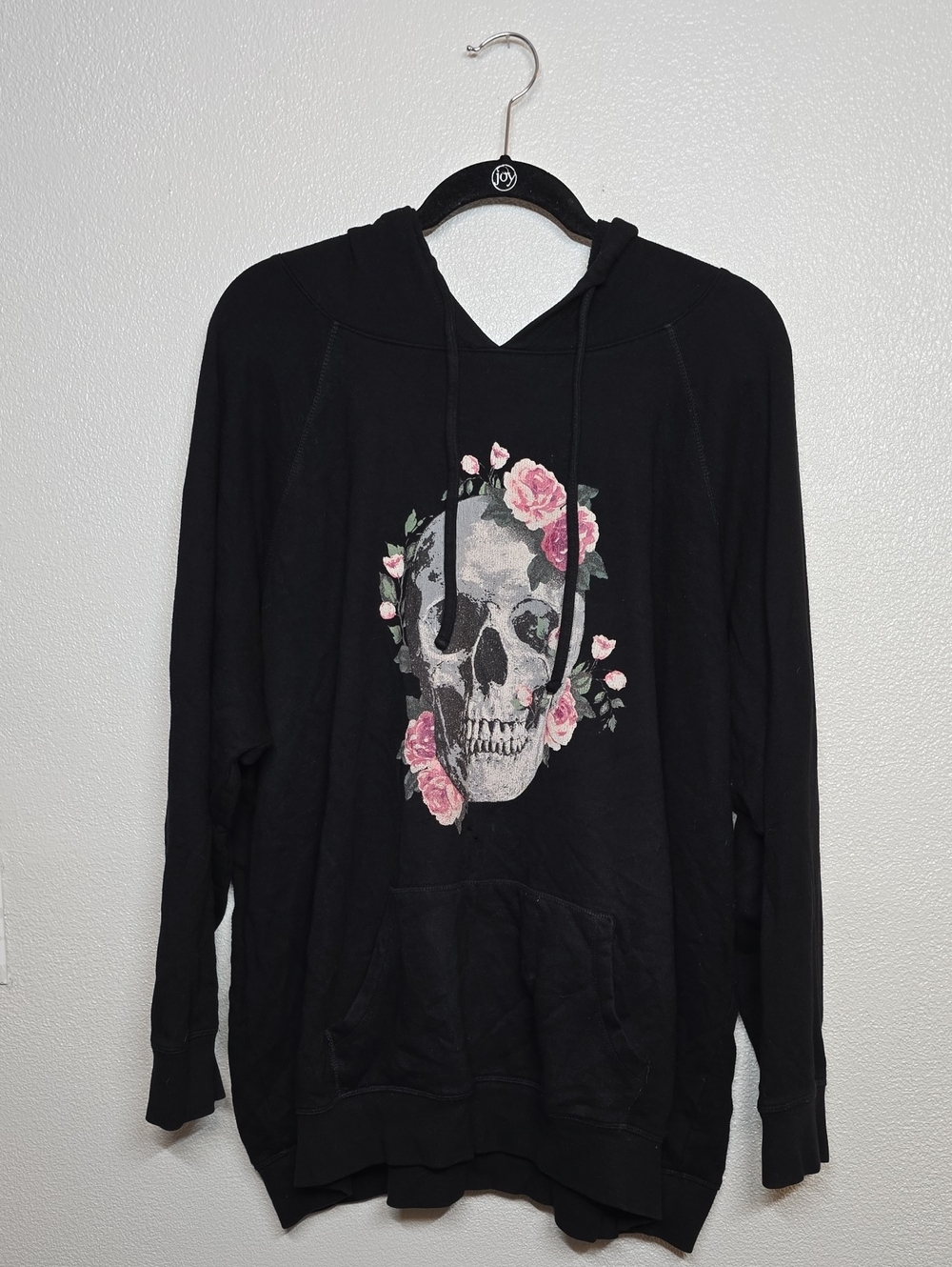 torrid Black Skull Hoodie with Pink Floral Accents